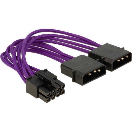 DeLOCK 4-Pin Internal Power Male to 8-Pin EPS12V Female Adapter - 15cm Purple Power Supply Adapter - High Quality & Reliable Con